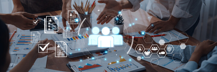 Concept of human resources and workforce strategy. Focusing on talent management, recruitment, and...