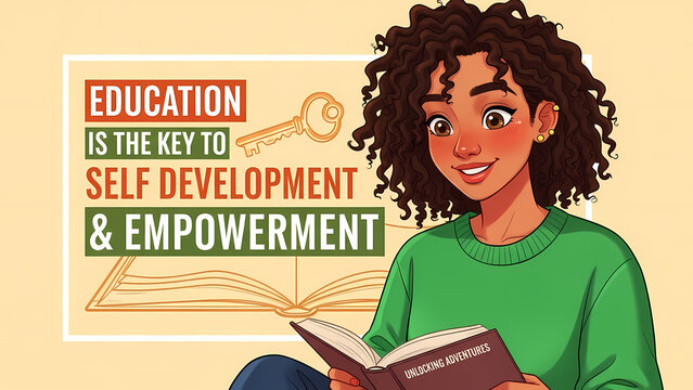Education Is The Key To Self Development And Empowerment Quote With Student Girl