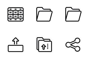 Fototapeta premium File Management and Data Storage Outline Icon Set