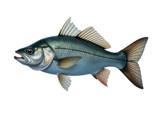 Fototapeta premium A fish stands upright on a white surface