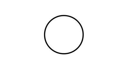 Minimalist black circle outline icon on white background, simple geometric shape vector, basic round design element, empty ring frame