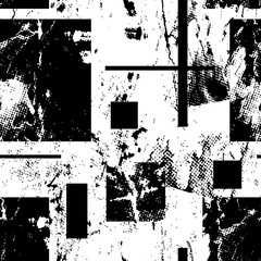 Abstract Grunge Seamless Pattern with Chaotic Squares