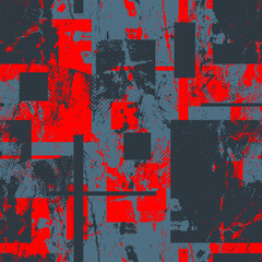 Abstract Grunge Seamless Pattern with Chaotic Squares