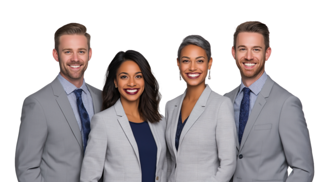 Diverse professional business people group smiling, isolated on white, png - Powered by Adobe