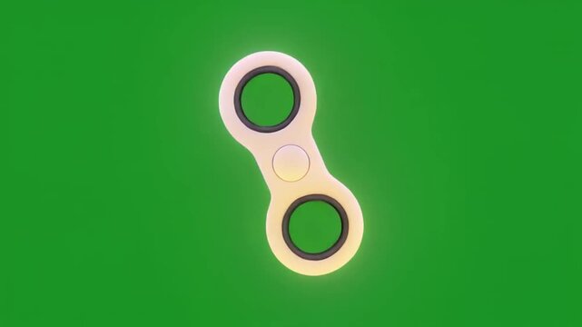 Glowing white fidget spinner on green background with neon light effect