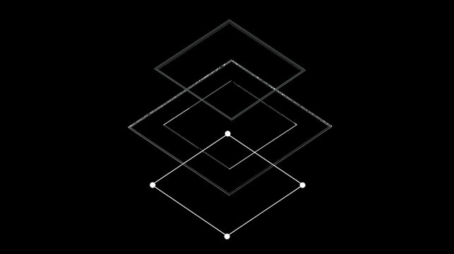 Abstract geometric diamond shapes on black background, minimalist modern design element for technology and digital concepts