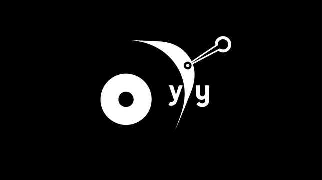 Modern Abstract Geometric White Design with 'yy' Text, Circle, and Arc on Dark Background for Technology and Digital Concepts