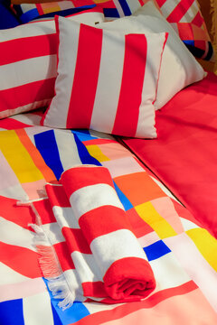 Paris, France, EU Beach towels and pillows ready for summer in San Tropez