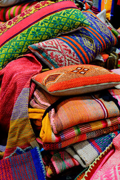 Paris, France, EU Colorful Morrocan textiles.