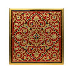 Ornate Red and Gold Arabesque Design Element
