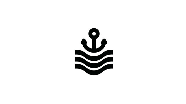 Anchor in water icon, nautical maritime symbol for sea travel, stability, security, and adventure, vector illustration