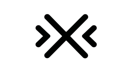 Obraz premium Abstract geometric symbol with intersecting lines and outward chevrons on white background, modern minimal design element