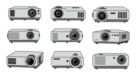 Various Models of Projectors Displayed Together.