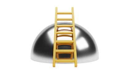 Yellow Ladder on a Silver Dome