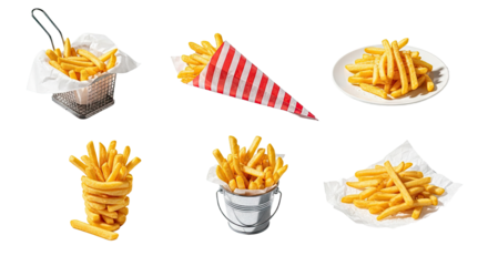 Various Styles of Delicious French Fries.