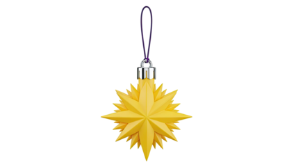 Yellow Star Ornament with Purple Ribbon