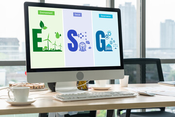 ESG environmental social governance policy for modish business to set a standard to achieve high ESG score