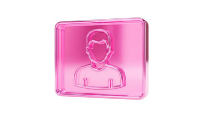 Pink Holographic Display of a User Profile Icon isolated on white background