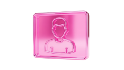 Pink Holographic Display of a User Profile Icon isolated on white background