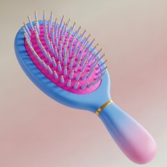 a blue and pink hairbrush with gold accents on a gradient background high quality professional detailed modern elegant stylish clean crisp