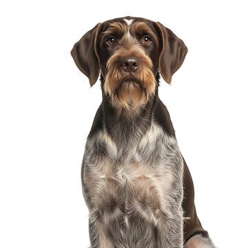 Portrait of a german wirehaired pointer dog with distinctive coat and alert expression