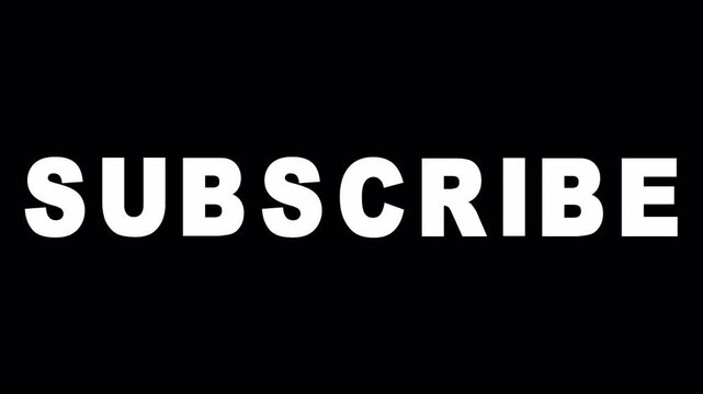 An animated SUBSCRIBE inscription that appears smoothly as particles fly into the letters.