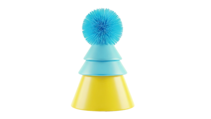 Blue and Yellow Bottle Brush with Spherical Head