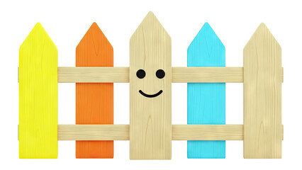 Smiling Wooden Fence with Colorful Palings