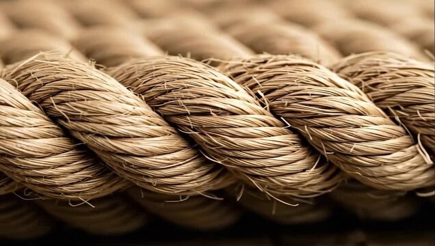 Detailed video showing strong and durable twisted rope, perfect for nautical, adventure, and safety equipment promotions