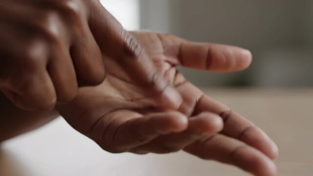 hands snapping fingers. Close-up of hands snapping fingers once, capturing the moment of contact and release with crisp detail.