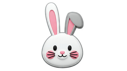 3D Render of a Cute White Bunny Face with Pink Ears