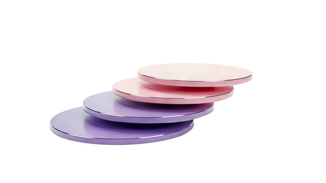 Stack of Round Pink and Purple Platforms with Silver Edges