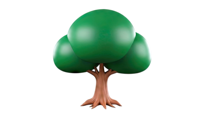 Stylized 3D Green Tree with Round Canopy