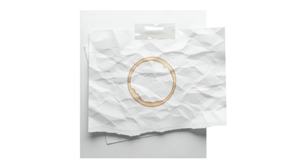 Crumpled paper with coffee ring stain