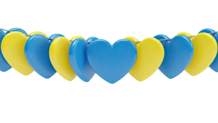 String of Blue and Yellow Hearts