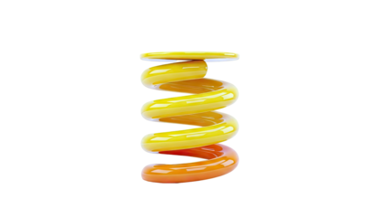Yellow and orange spiral spring on a white background