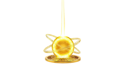 Golden Orb with Orbiting Rings and Energy Beam