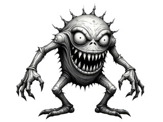 A frightening creature with sharp teeth and eerie appearance, suitable for horror or thriller scenes