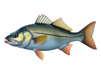 Obraz premium A fish stands upright on a white surface, great for seafood or aquatic themes