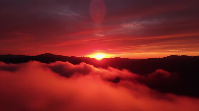 Dramatic sunset over cloudscape vivid colors and atmospheric scenery