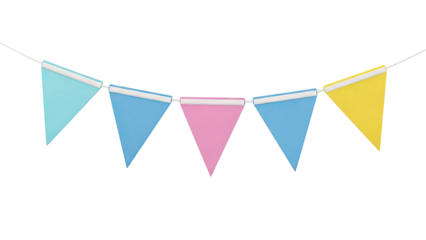 Colorful Triangle Bunting Flags on White Background