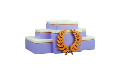 3D Render of a Victory Podium with Laurel Wreath