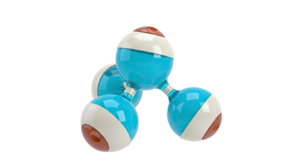 3D model of a molecular structure with teal, beige, and brown spheres