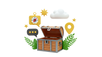 Treasure Chest with Adventure Icons