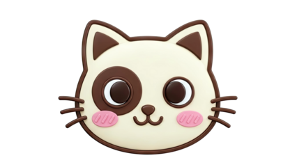 Cute 3D Cat Face Emblem