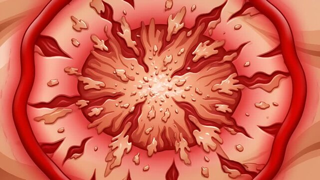 Stylized 2D Animation Loop of Ringworm Infection Expansion with Red Inflamed Border Medical Animation for Education or