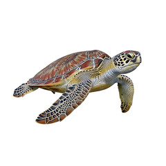 Fototapeta premium Vibrant sea turtle swimming in crystal clear waters