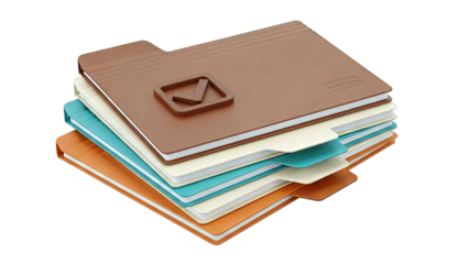 Stack of Colored Folders with Checkmark Symbol