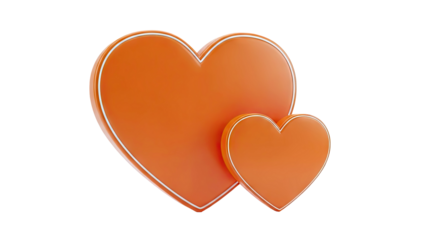 Two Orange Hearts with White Trim