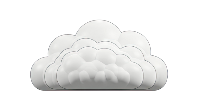 Stylized 3D White Cloud Icon - Powered by Adobe